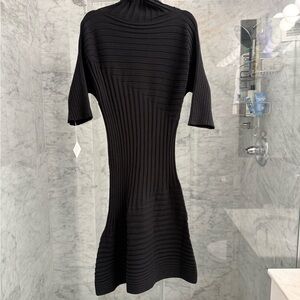 NWT Issey Miyake Black Cotton Cashmere Sweater Dress